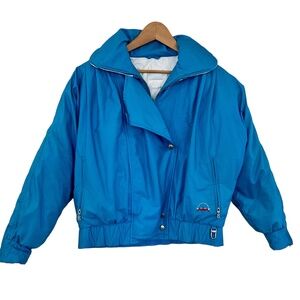 Bogner Vintage 80s Goose Down Ski Bomber Jacket Women’s 8 Royal Blue Quilted